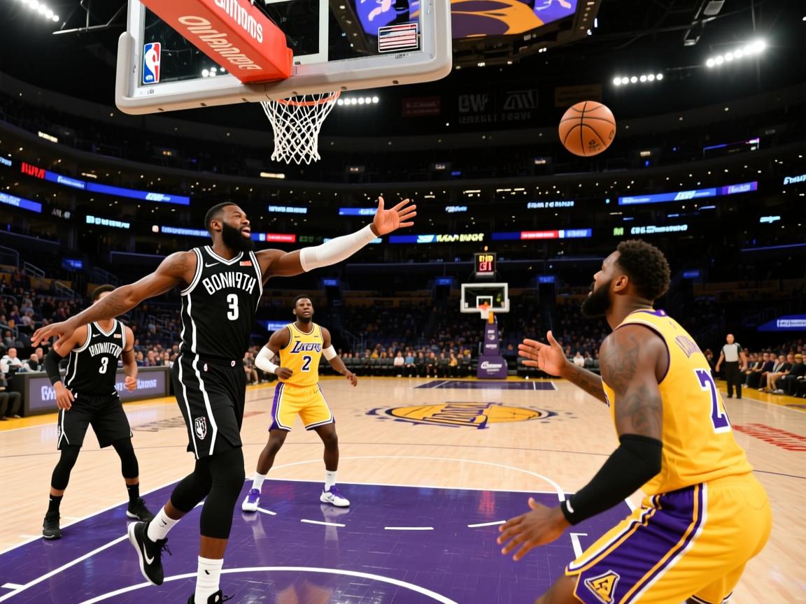 篮网队遭遇湖人队逆转，不敌对手